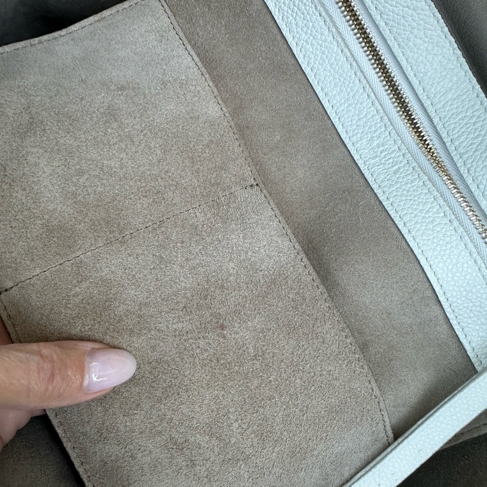 Celine Leather Cabas Phantom w/Belt Medium White - Picture 9 of 16